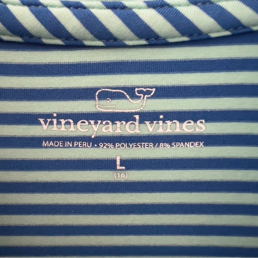 Vineyard Vines Blue Polo Shirt with Subtle Stripes - Picture 4 of 8